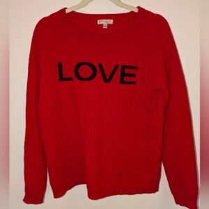 Red Cashmere Sweater Intarsia LOVE by Philosophy